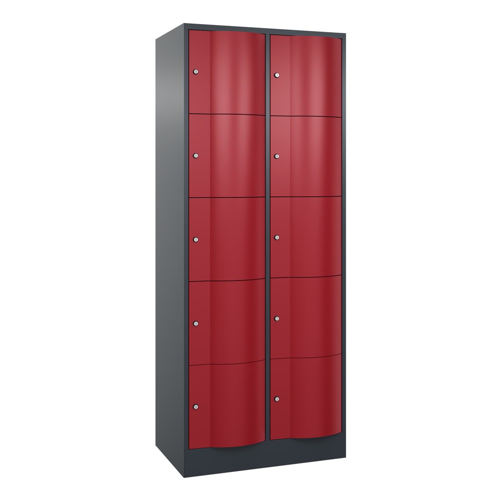 Numéro de l'image du produit 1: Meuble coffre-fort C+P avec portes « anti-vandalisme », 2 x 5 compartiments, H x l x P 1 950 x 770 x 540 mm, gris anthracite, rouge rubis