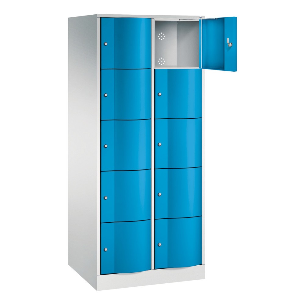 Numéro de l'image du produit 2: Meuble coffre-fort C+P avec portes « anti-vandalisme », 2 x 5 compartiments, H x l x P 1 950 x 770 x 640 mm, gris clair, bleu clair