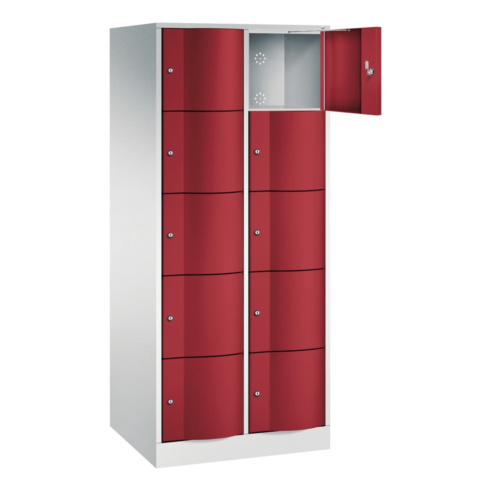 Numéro de l'image du produit 2: Meuble coffre-fort C+P avec portes « anti-vandalisme », 2 x 5 compartiments, H x l x P 1 950 x 770 x 640 mm, gris clair, rouge rubis