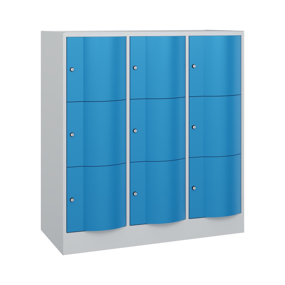 Illustration du produit: Meuble coffre-fort C+P avec portes « anti-vandalisme », 3 x 3 compartiments, H x l x P 1 225 x 1 150 x 540 mm, gris clair, bleu clair