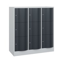 N° de l'image du produit 1 : Meuble coffre-fort C+P avec portes « anti-vandalisme », 3 x 3 compartiments, H x l x P 1 225 x 1 150 x 540 mm, gris clair, gris anthracite