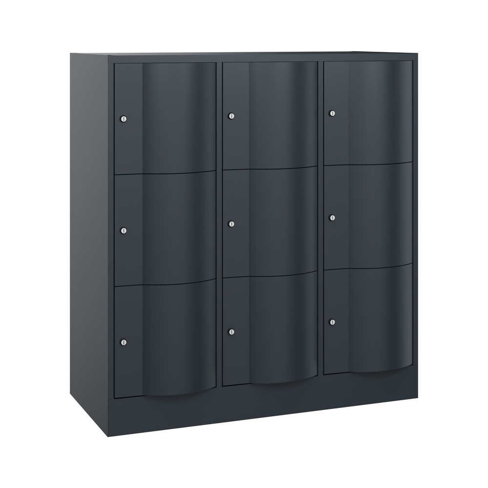 Numéro de l'image du produit 1: Meuble coffre-fort C+P avec portes « anti-vandalisme », 3 x 3 compartiments, H x l x P 1 225 x 1 150 x 540 mm, gris anthracite, gris anthracite