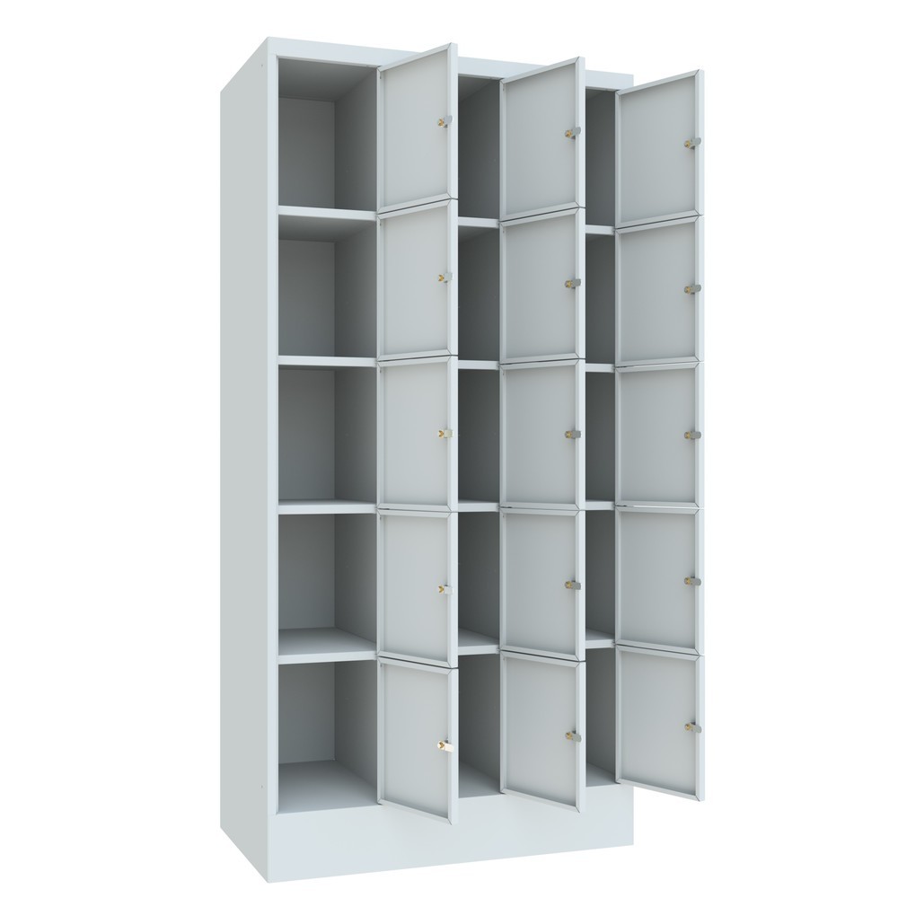 Numéro de l'image du produit 3: Meuble coffre-fort PAVOY, 3 x 5 compartiments, H x l x P 1 850 x 930 x 500 mm, gris clair, gris clair
