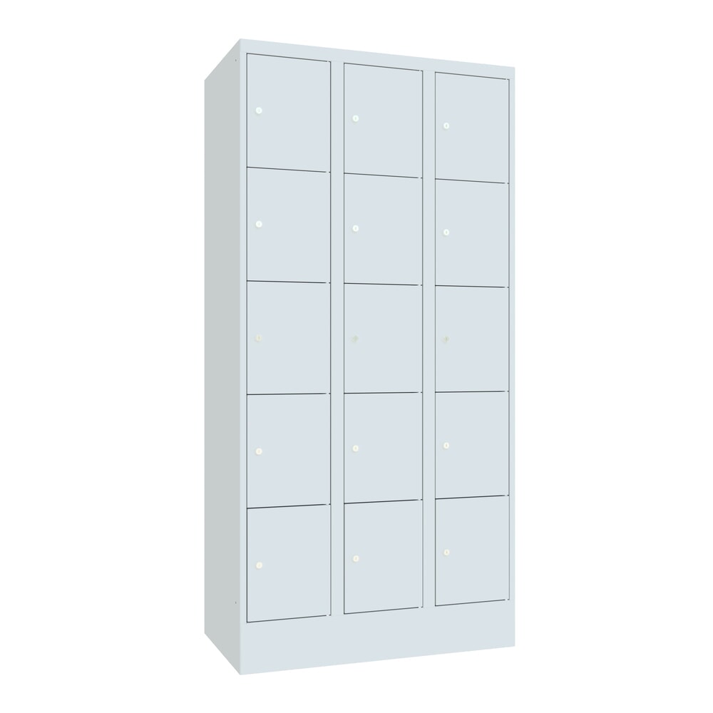 Numéro de l'image du produit 1: Meuble coffre-fort PAVOY, 3 x 5 compartiments, H x l x P 1 850 x 930 x 500 mm, gris clair, gris clair