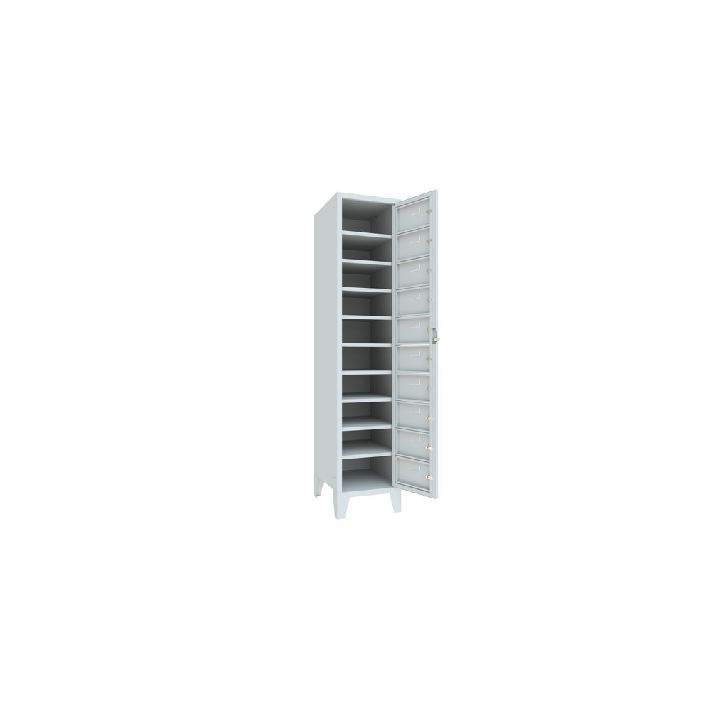 Numéro de l'image du produit 3: Meuble coffre-fort PAVOY avec porte centrale, 1 x 10 compartiments, H x l x P 1 850 x 400 x 500 mm, avec pieds, gris clair, gris clair
