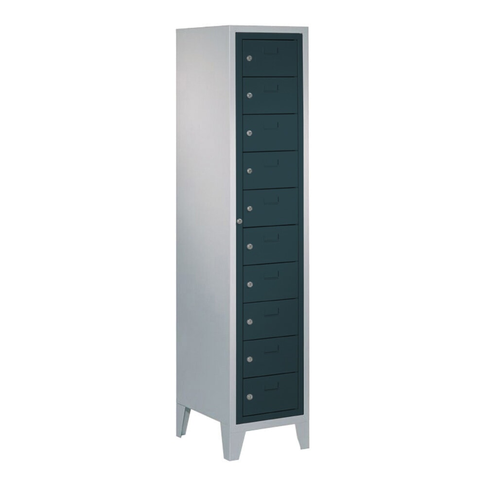 Numéro de l'image du produit 1: Meuble coffre-fort PAVOY avec porte centrale, 1 x 10 compartiments, H x l x P 1 850 x 400 x 500 mm, avec pieds, gris anthracite, gris clair