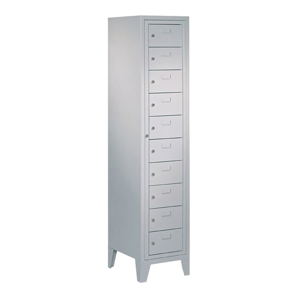 Numéro de l'image du produit 1: Meuble coffre-fort PAVOY avec porte centrale, 1 x 10 compartiments, H x l x P 1 850 x 400 x 500 mm, avec pieds, gris clair, gris clair