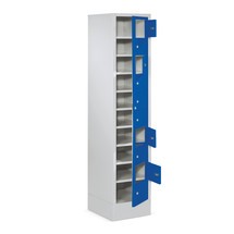 N° de l'image du produit 1 : Meuble coffre-fort PAVOY avec porte centrale, 1 x 10 compartiments, H x l x P 1 850 x 400 x 500 mm, avec socle, rouge rubis, gris clair