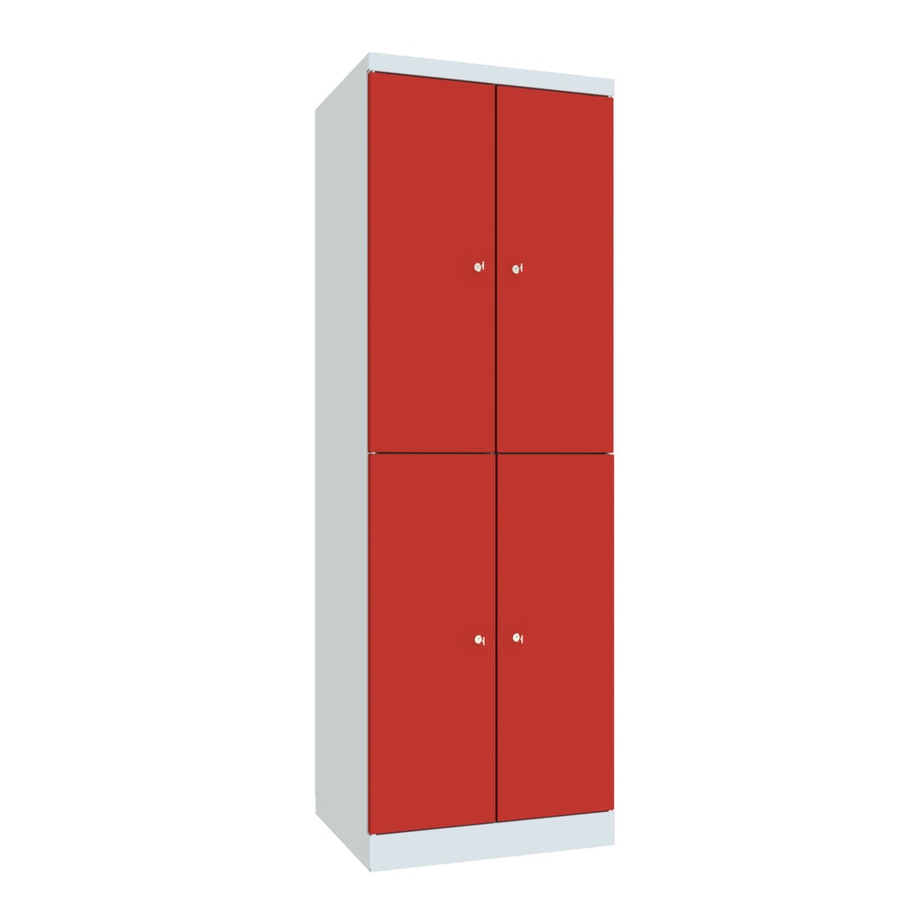 Meuble coffre-fort PAVOY avec portes battantes, 2 x 2 compartiments, H x l x P 1 800 x 600 x 500 mm, rouge feu, gris clair N° de l'image du produit 1 : Meuble coffre-fort PAVOY avec portes battantes, 2 x 2 compartiments, H x l x P 1 800 x 600 x 500 mm, rouge feu, gris clair