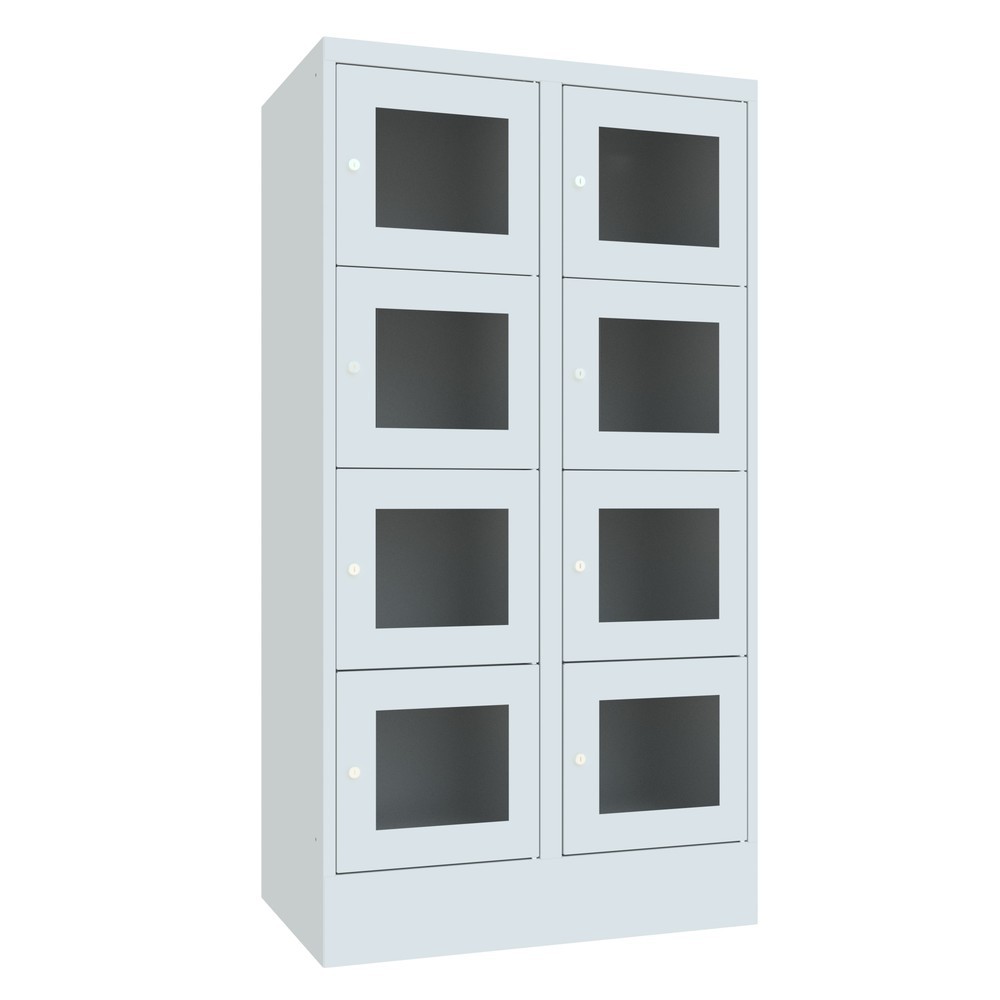 Numéro de l'image du produit 2: Meuble coffre-fort PAVOY avec regard, 2 x 4 compartiments, H x l x P 1 518 x 830 x 500 mm, gris clair, gris clair