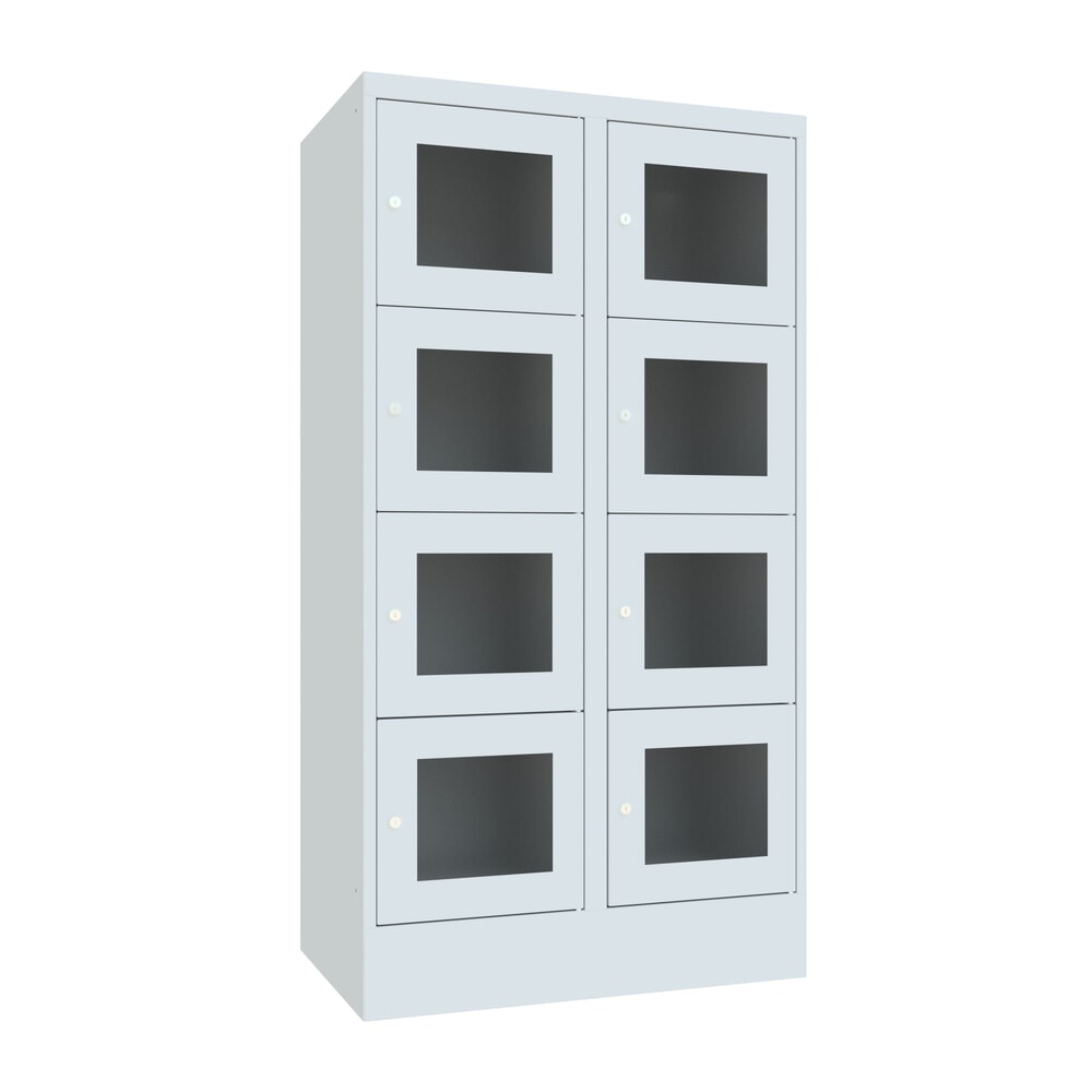 Numéro de l'image du produit 1: Meuble coffre-fort PAVOY avec regard, 2 x 4 compartiments, H x l x P 1 518 x 830 x 500 mm, gris clair, gris clair