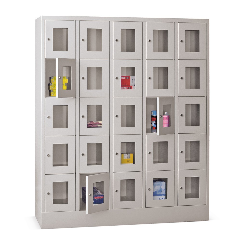 Numéro de l'image du produit 1: Meuble coffre-fort PAVOY avec regard, 5 x 5 compartiments, H x l x P 1 850 x 1 530 x 500 mm, gris clair, gris clair