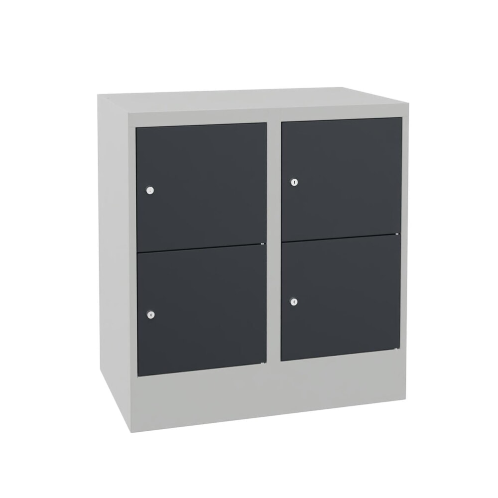 Numéro de l'image du produit 1: Meuble coffre-fort PAVOY avec serrure à cylindre, 2 x 2 compartiments, H x l x P 855 x 830 x 500 mm, gris anthracite, gris clair