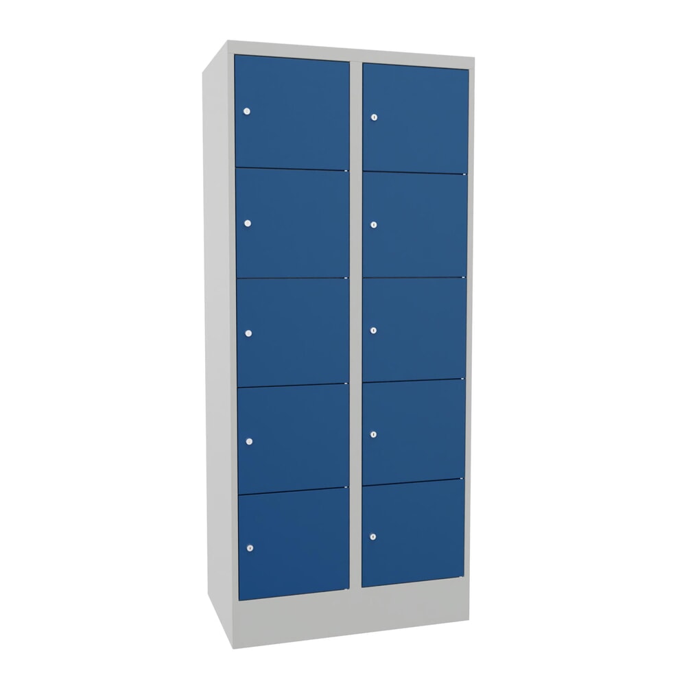 Numéro de l'image du produit 1: Meuble coffre-fort PAVOY avec serrure à cylindre, 2 x 5 compartiments, H x l x P 1 850 x 830 x 500 mm, bleu gentiane, gris clair