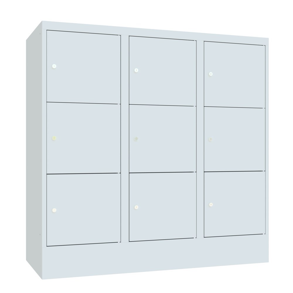 Numéro de l'image du produit 2: Meuble coffre-fort PAVOY avec serrure à cylindre, 3 x 3 compartiments, H x l x P 1 187 x 1 230 x 500 mm, gris clair, gris clair