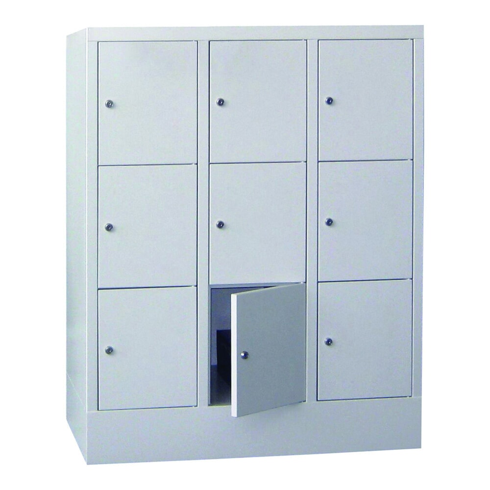 Numéro de l'image du produit 2: Meuble coffre-fort PAVOY avec serrure à cylindre, 3 x 3 compartiments, H x l x P 1 187 x 930 x 500 mm, gris clair, gris clair