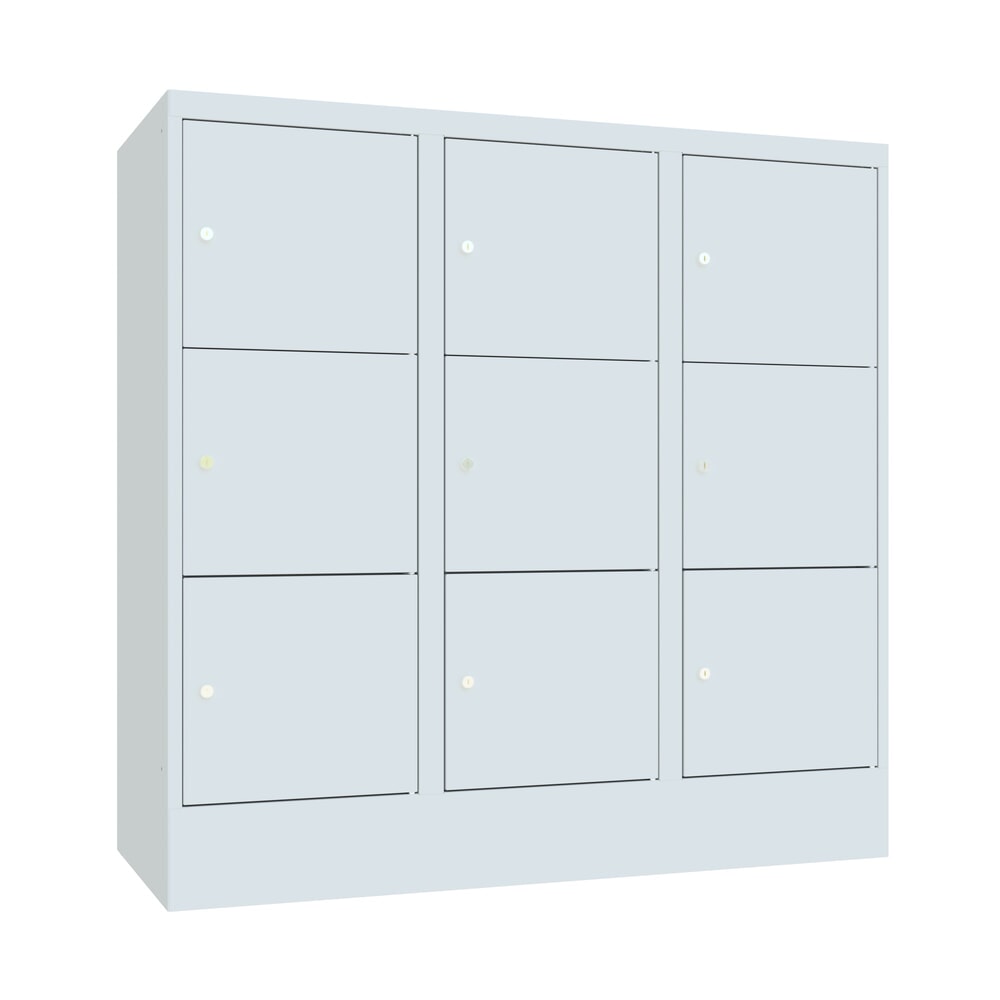 Numéro de l'image du produit 1: Meuble coffre-fort PAVOY avec serrure à cylindre, 3 x 3 compartiments, H x l x P 1 187 x 1 230 x 500 mm, gris clair, gris clair