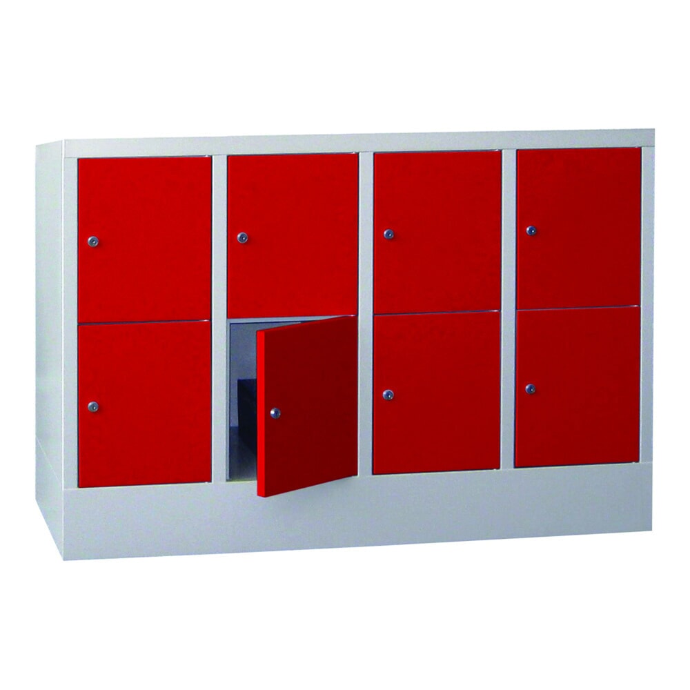 Numéro de l'image du produit 2: Meuble coffre-fort PAVOY avec serrure à cylindre, 4 x 2 compartiments, H x l x P 855 x 1 230 x 500 mm, rouge feu, gris clair