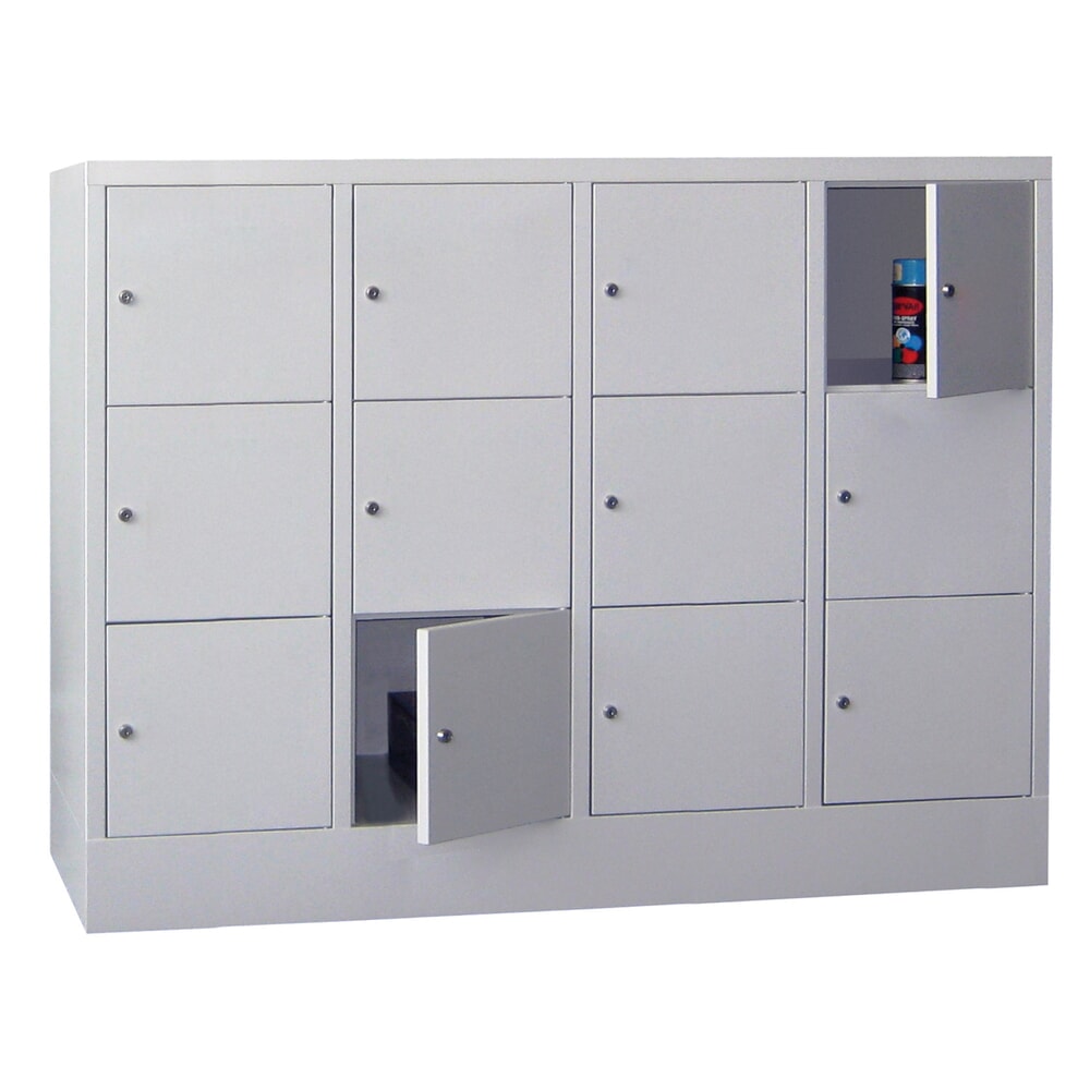 Numéro de l'image du produit 2: Meuble coffre-fort PAVOY avec serrure à cylindre, 4 x 3 compartiments, H x l x P 1 187 x 1 630 x 500 mm, gris clair, gris clair