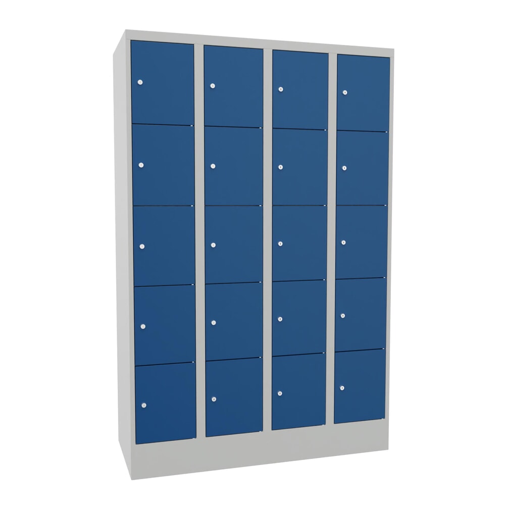 Numéro de l'image du produit 1: Meuble coffre-fort PAVOY avec serrure à cylindre, 4 x 5 compartiments, H x l x P 1 850 x 1 230 x 500 mm, bleu gentiane, gris clair