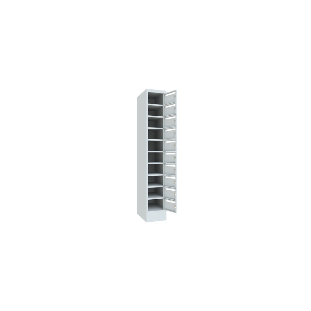 Numéro de l'image du produit 3: Meuble de tri du courrier PAVOY, 1 x 10 compartiments, H x l x P 1 850 x 330 x 500 mm, gris clair, gris clair