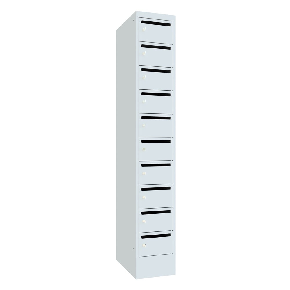 Numéro de l'image du produit 1: Meuble de tri du courrier PAVOY, 1 x 10 compartiments, H x l x P 1 850 x 330 x 500 mm, gris clair, gris clair