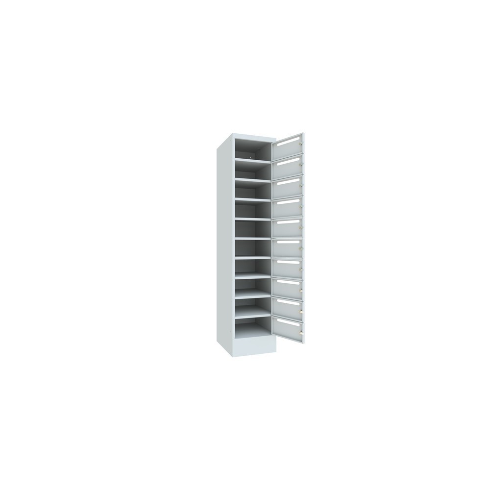 Numéro de l'image du produit 3: Meuble de tri du courrier PAVOY, 1 x 10 compartiments, H x l x P 1 850 x 430 x 500 mm, gris clair, gris clair