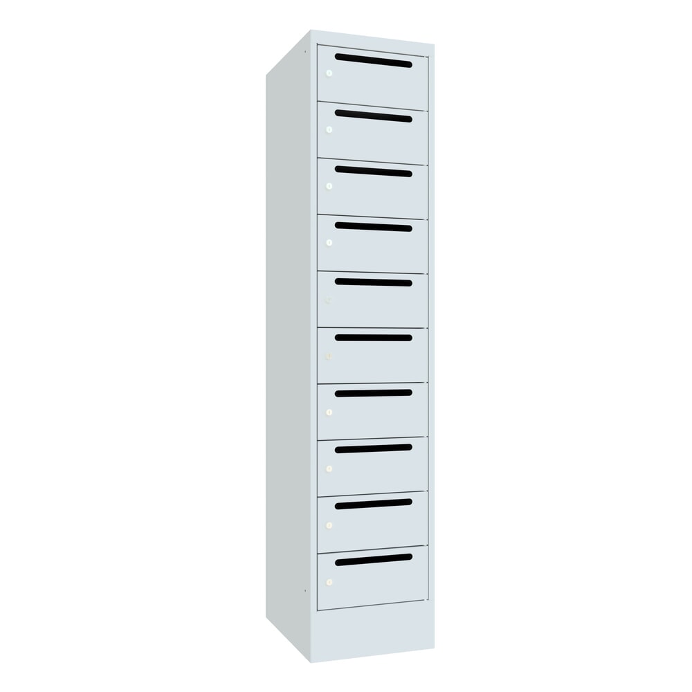 Numéro de l'image du produit 1: Meuble de tri du courrier PAVOY, 1 x 10 compartiments, H x l x P 1 850 x 430 x 500 mm, gris clair, gris clair