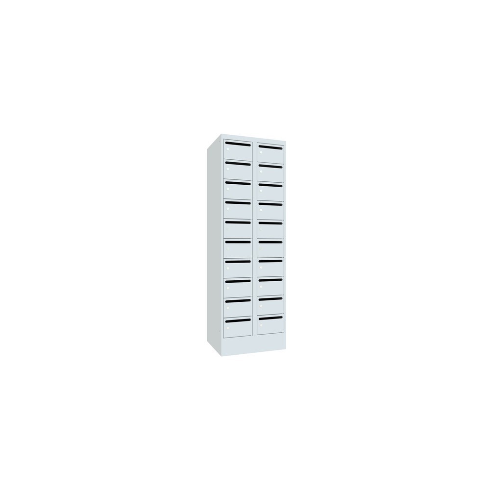 Numéro de l'image du produit 3: Meuble de tri du courrier PAVOY, 2 x 10 compartiments, H x l x P 1 850 x 630 x 500 mm, gris clair, gris clair