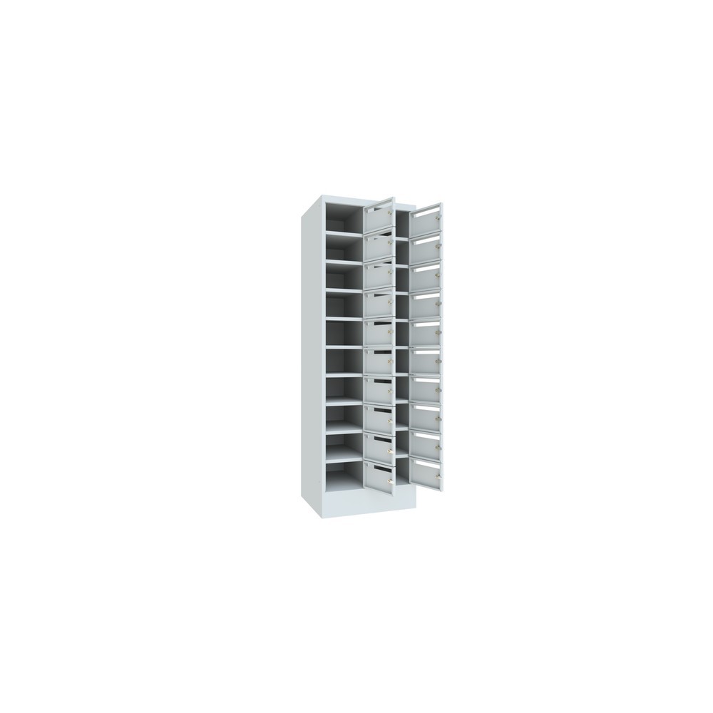 Numéro de l'image du produit 4: Meuble de tri du courrier PAVOY, 2 x 10 compartiments, H x l x P 1 850 x 630 x 500 mm, gris clair, gris clair