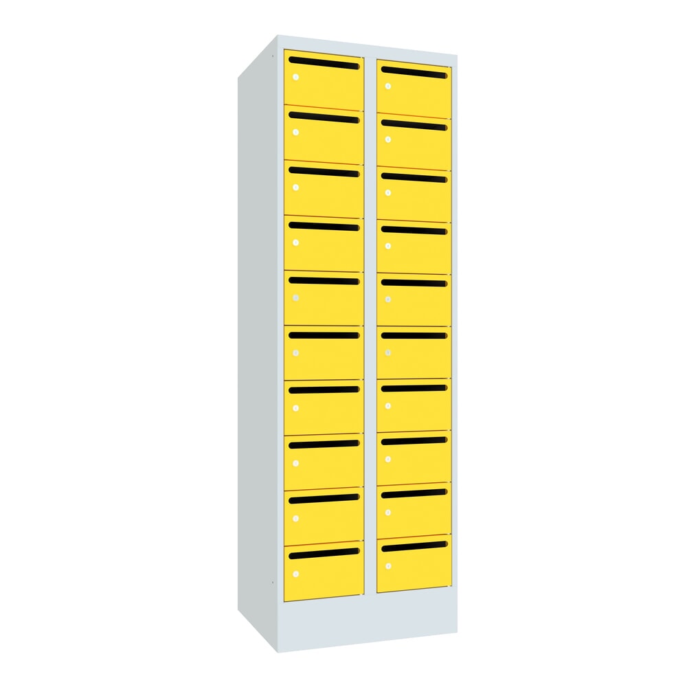 Numéro de l'image du produit 1: Meuble de tri du courrier PAVOY, 2 x 10 compartiments, H x l x P 1 850 x 630 x 500 mm, jaune zinc, gris clair