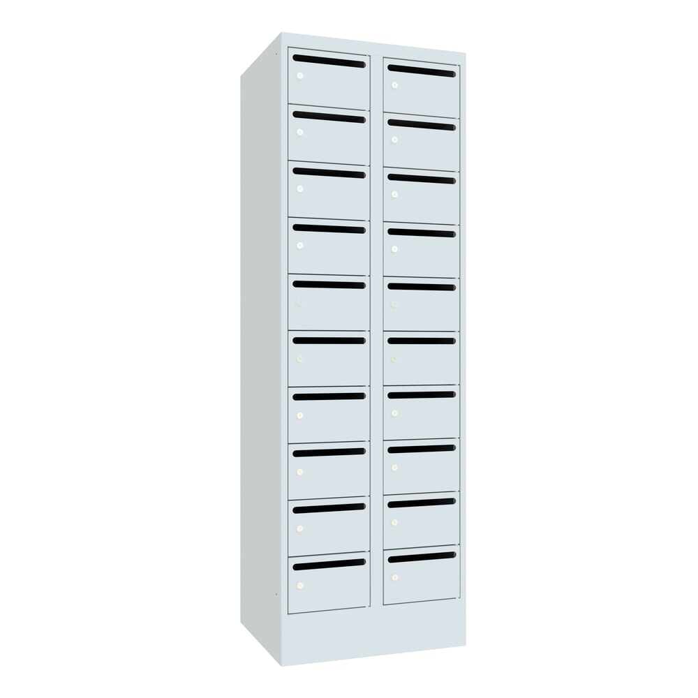 Numéro de l'image du produit 1: Meuble de tri du courrier PAVOY, 2 x 10 compartiments, H x l x P 1 850 x 630 x 500 mm, gris clair, gris clair