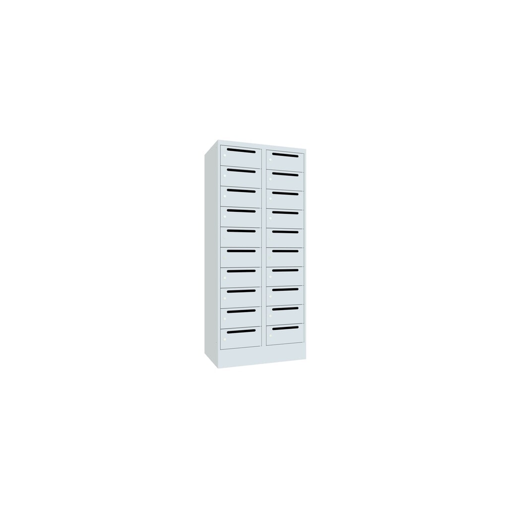 N° de l'image du produit 3 : Meuble de tri du courrier PAVOY, 2 x 10 compartiments, H x l x P 1 850 x 830 x 500 mm, gris clair, gris clair