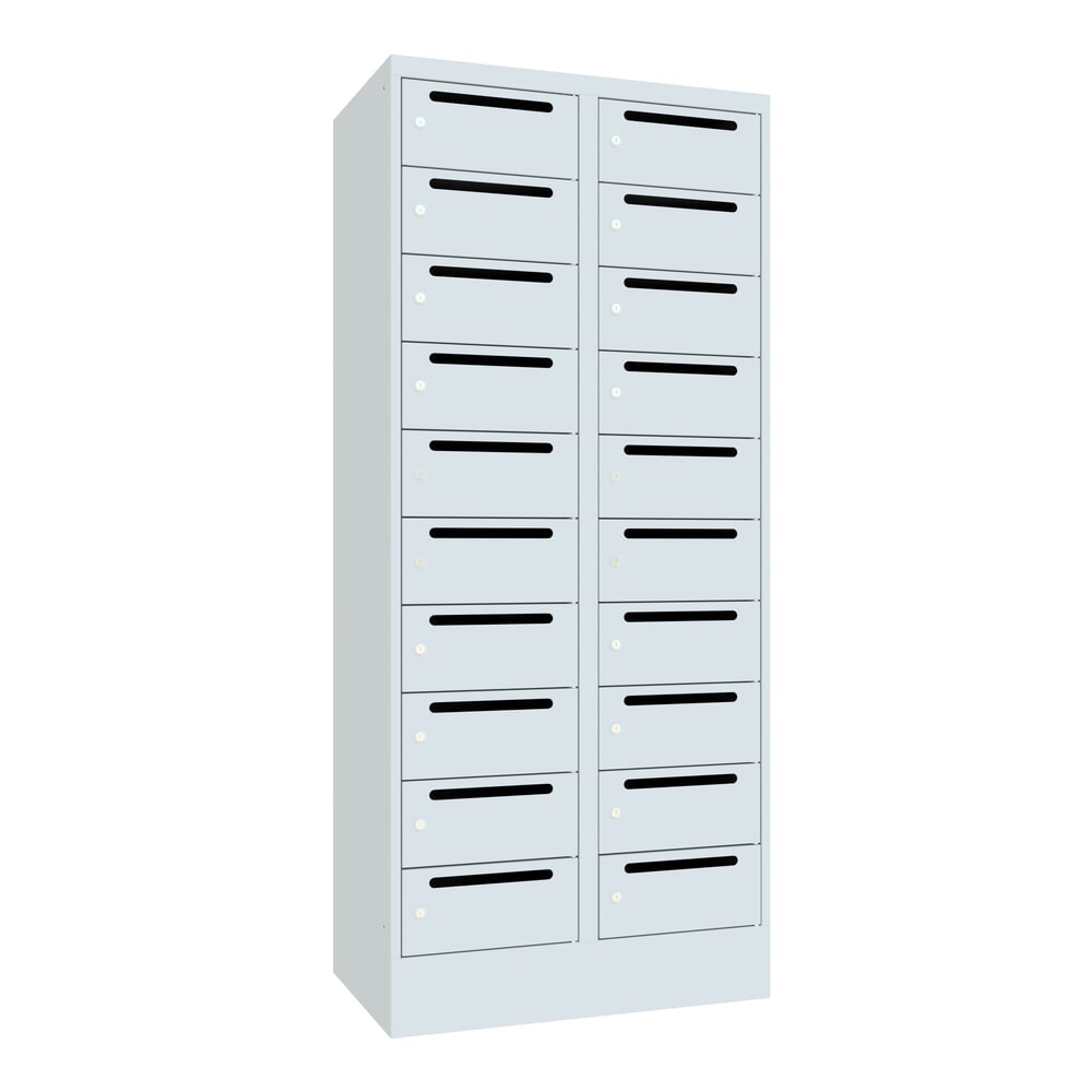 Illustration du produit: Meuble de tri du courrier PAVOY, 2 x 10 compartiments, H x l x P 1 850 x 830 x 500 mm, gris clair, gris clair