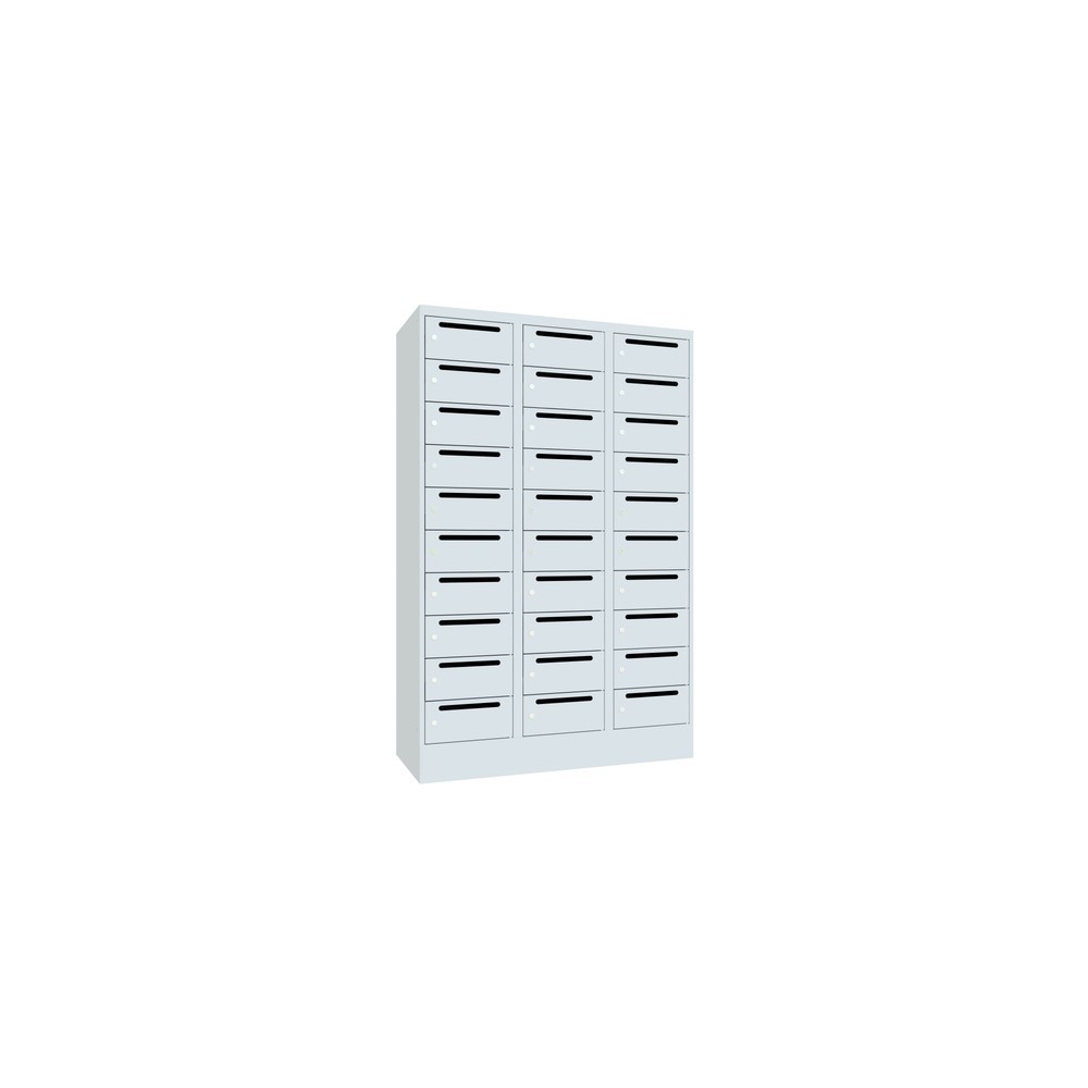 Numéro de l'image du produit 2: Meuble de tri du courrier PAVOY, 3 x 10 compartiments, H x l x P 1 850 x 1 230 x 500 mm, gris clair, gris clair