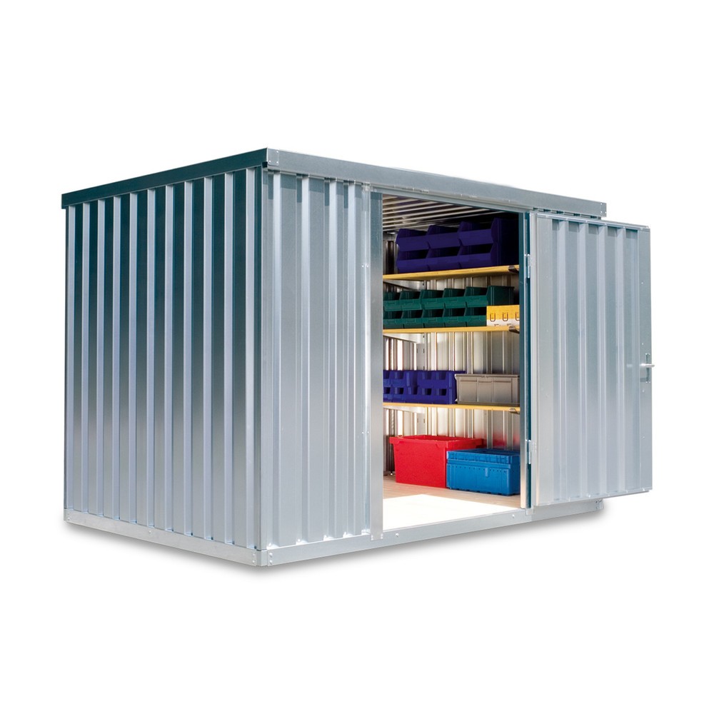 Numéro de l'image du produit 1: Conteneur matériau module unique, HxLxP 2,150 x 3,050 x 2,170 mm, démonté, plancher en bois, galvanisé