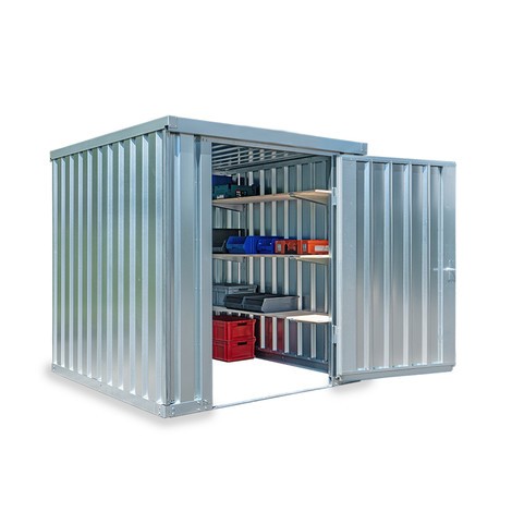 Numéro de l'image du produit 1: Conteneur matériau module unique, HxLxP 2,150 x 2,100 x 2,170 mm, démonté, sans plancher en bois, galvanisé