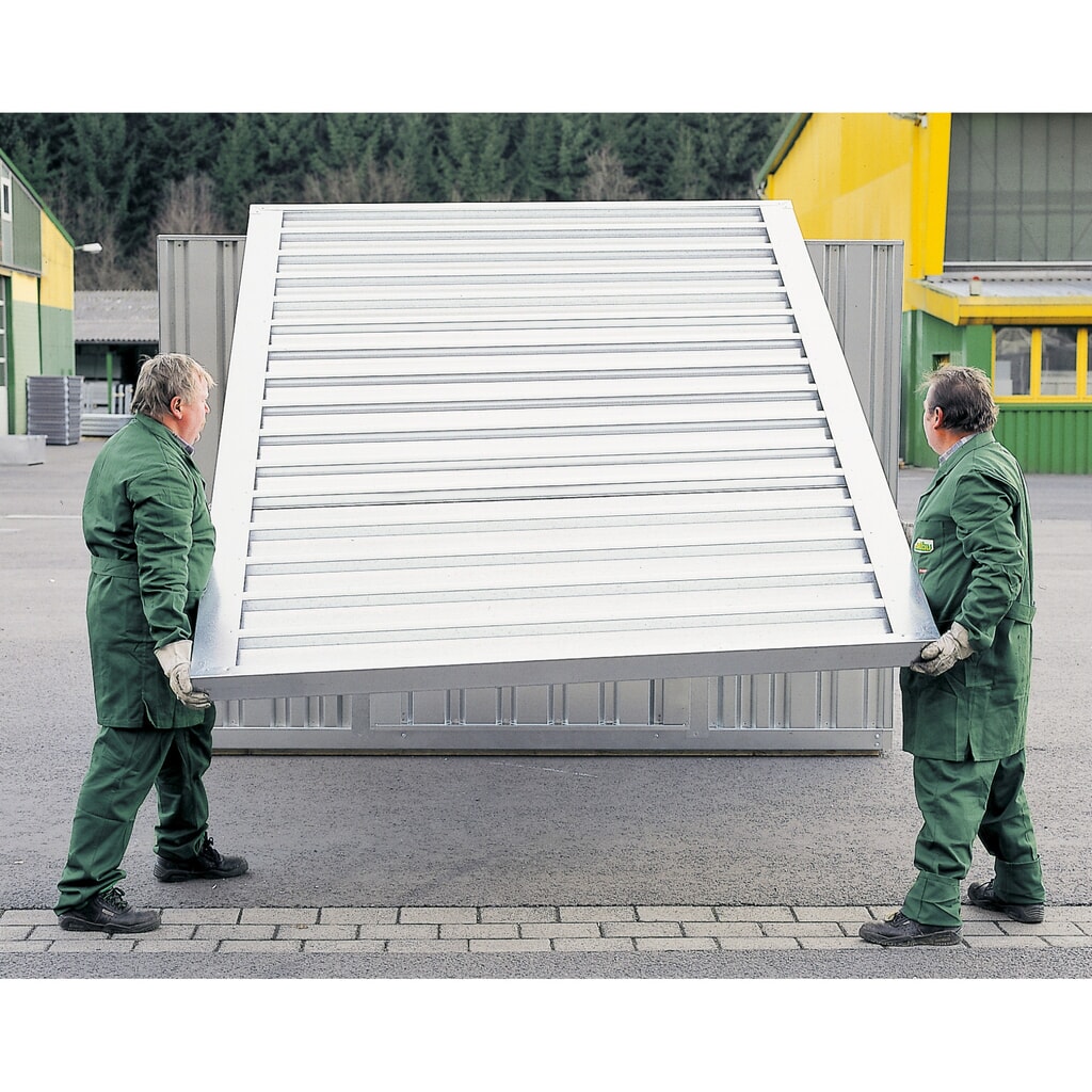 N° de l'image du produit 3 : Conteneur à matériaux FLADAFI® module unique, galvanisé, haut. x larg. x prof. 2 150 x 2 100 x 1 140 mm, démonté, plancher en bois