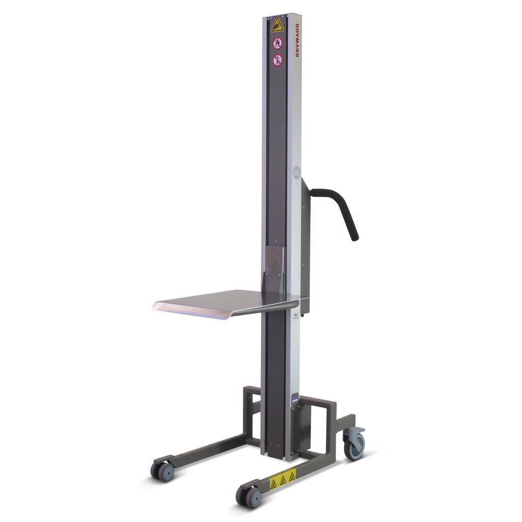 N° de l'image du produit 1 : Monte-charge HOVMAND avec plate-forme en acier inoxydable + bloc en V, zone de levage 140-1 340 mm, capacité de charge 60 kg