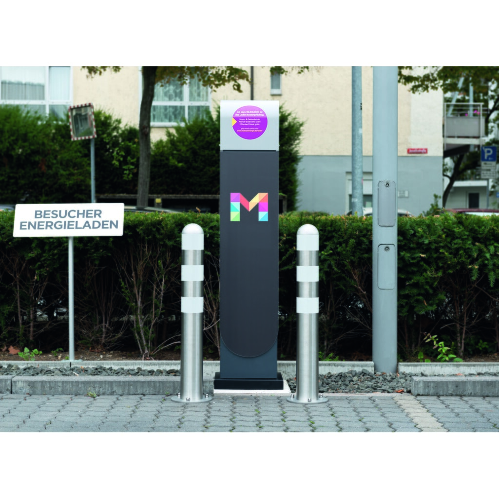 Borne de protection pour colonnes de recharge II MORAVIA, Ø 108 mm, hauteur 800 mm, à cheviller au sol, acier, revêtement plastique, anneaux réfléchissants rouges N° de l'image du produit 4 : Borne de protection pour colonnes de recharge II MORAVIA, Ø 108 mm, hauteur 800 mm, à cheviller au sol, acier, revêtement plastique, anneaux réfléchissants rouges