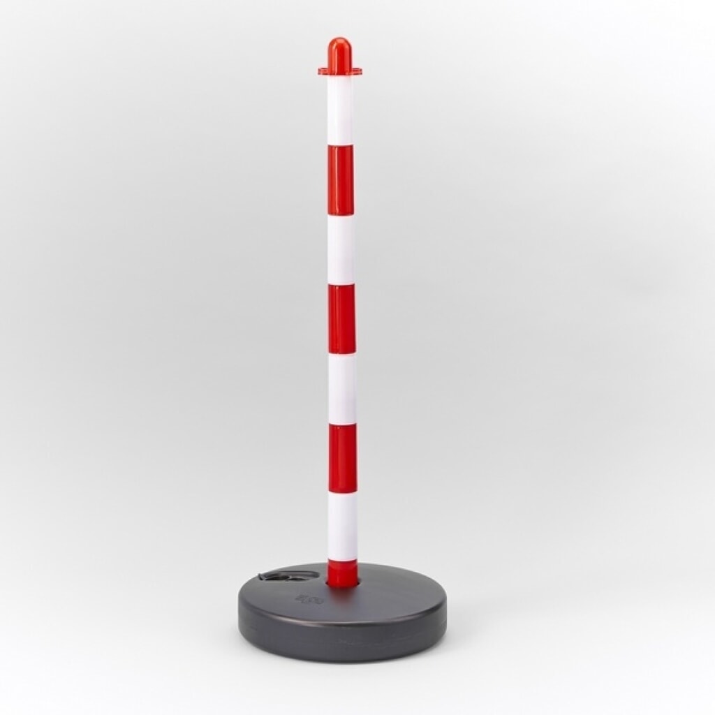MOTTEZ Potelet en plastique sur coupelle ronde, blanc, rouge et noir Illustration du produit: MOTTEZ Potelet en plastique sur coupelle ronde, blanc, rouge et noir