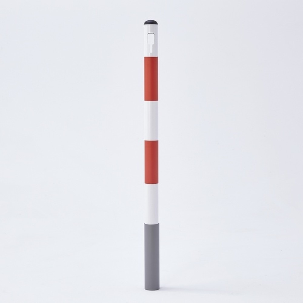 N° de l'image du produit 1 : MOTTEZ Potelet métallique, hauteur 1 000 mm, blanc-rouge