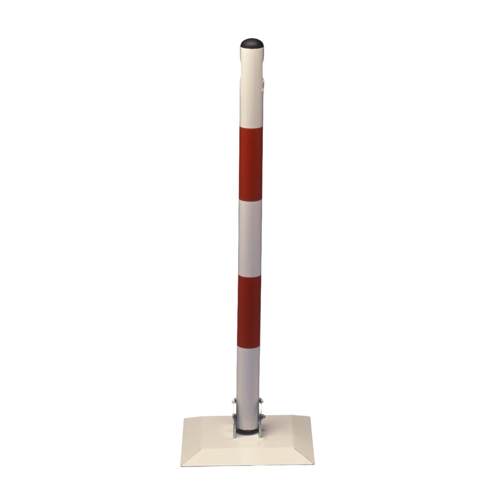 Numéro de l'image du produit 1: MOTTEZ Potelet métallique sur coupelle carrée rabattable, blanc et rouge