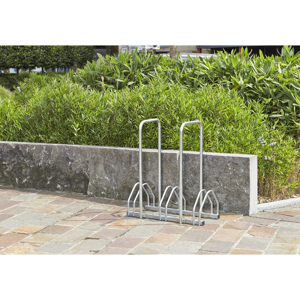MOTTEZ Râtelier à vélos pour 3 vélos avec 2 arceaux Illustration du produit: MOTTEZ Râtelier à vélos pour 3 vélos avec 2 arceaux