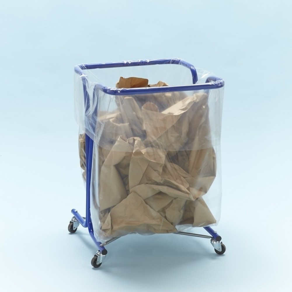 Numéro de l'image du produit 2: MOTTEZ Support pour sacs poubelle 240 litres avec roulettes, bleu