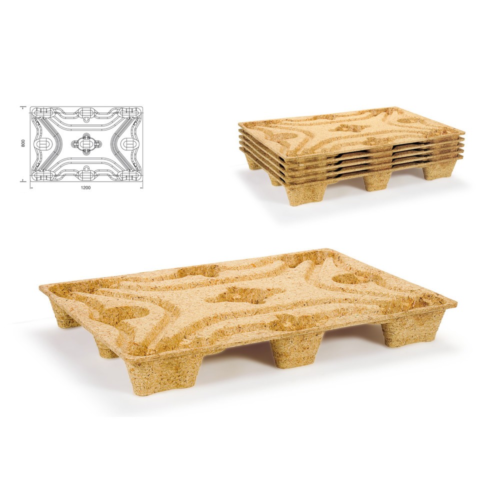 Numéro de l'image du produit 2: Palette en bois pressé, format EURO, L x l 600 x 800 mm, capacité de charge dyn. 500 kg, 6 pieds