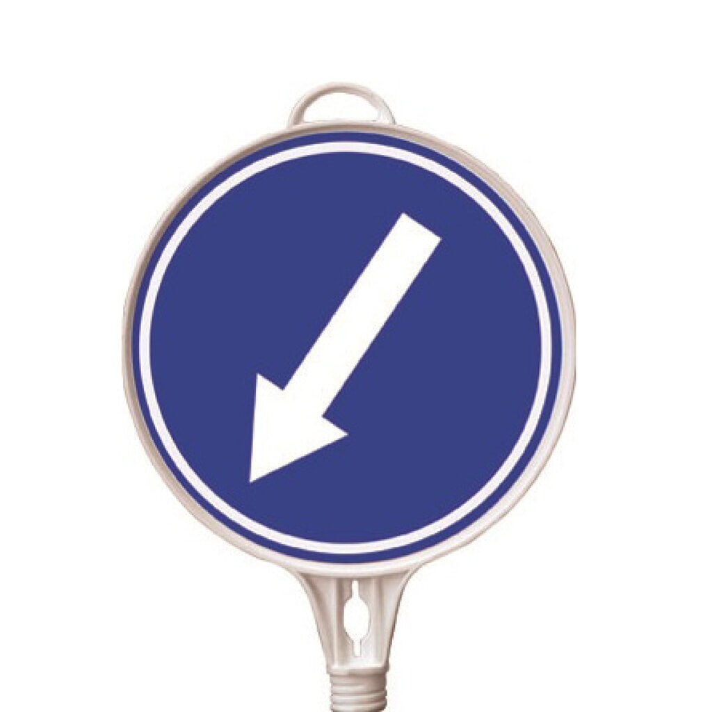 Panneau d’information « Flèche de direction », orientée en bas à gauche, rond, ø 380 mm Illustration du produit: Panneau d’information « Flèche de direction », orientée en bas à gauche, rond, ø 380 mm