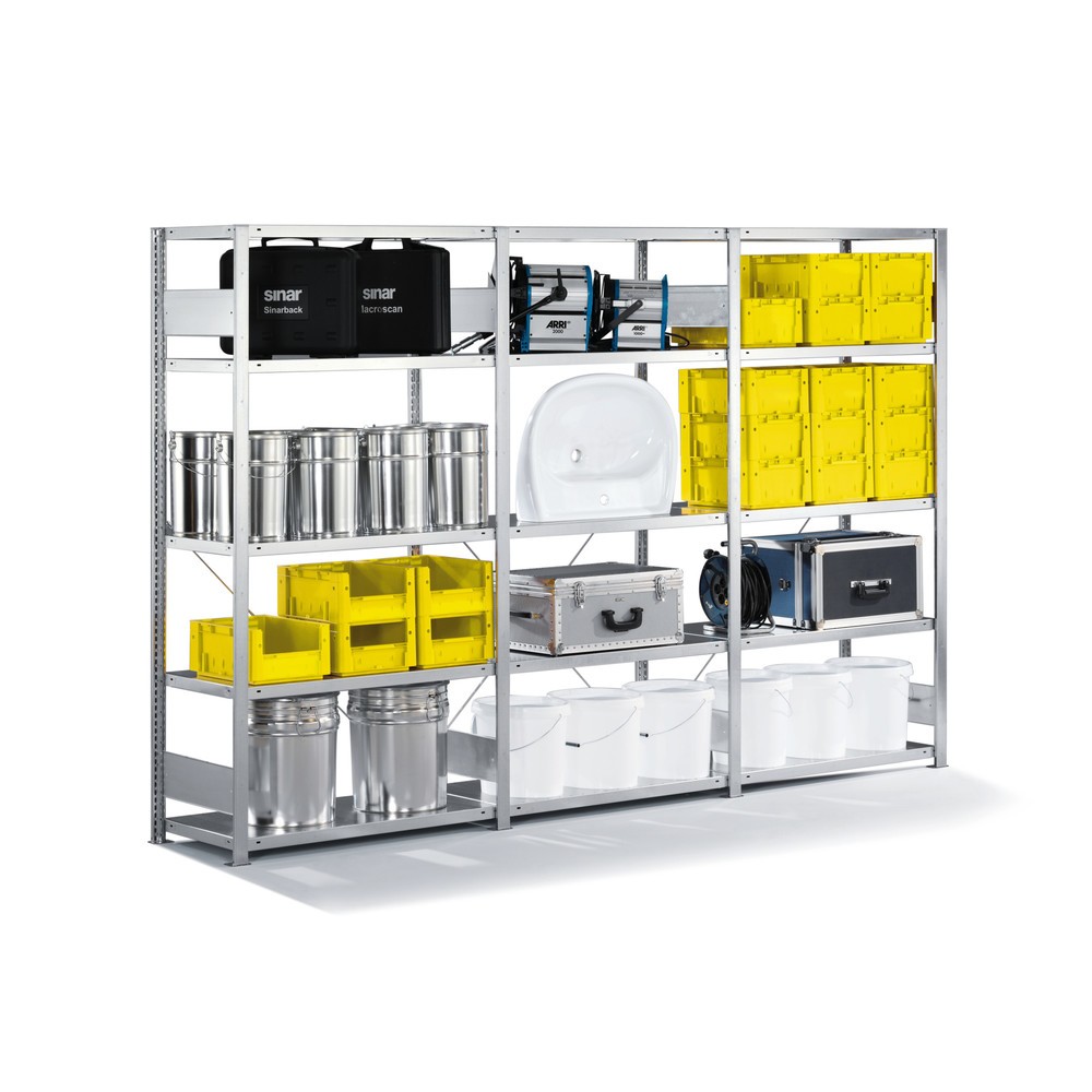 Numéro de l'image du produit 1: Paquet complet rayonnage à tablettes META, FL 230 kg, galvanisé, H x l x P 2 000 x 3 000 x 300 mm