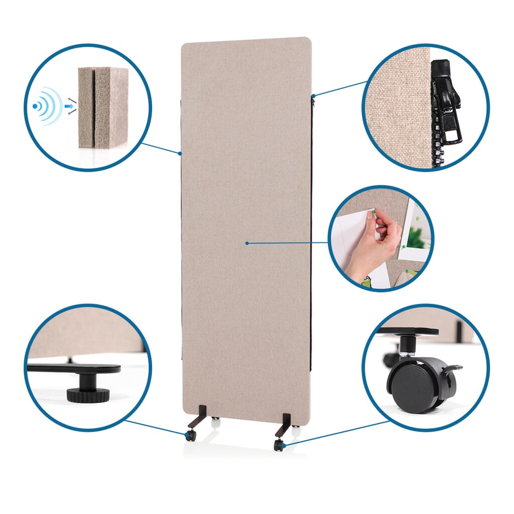 Pièce centrale hjh OFFICE pour système de parois de séparation FLEXMIUT, taupe N° de l'image du produit 3 : Pièce centrale hjh OFFICE pour système de parois de séparation FLEXMIUT, taupe