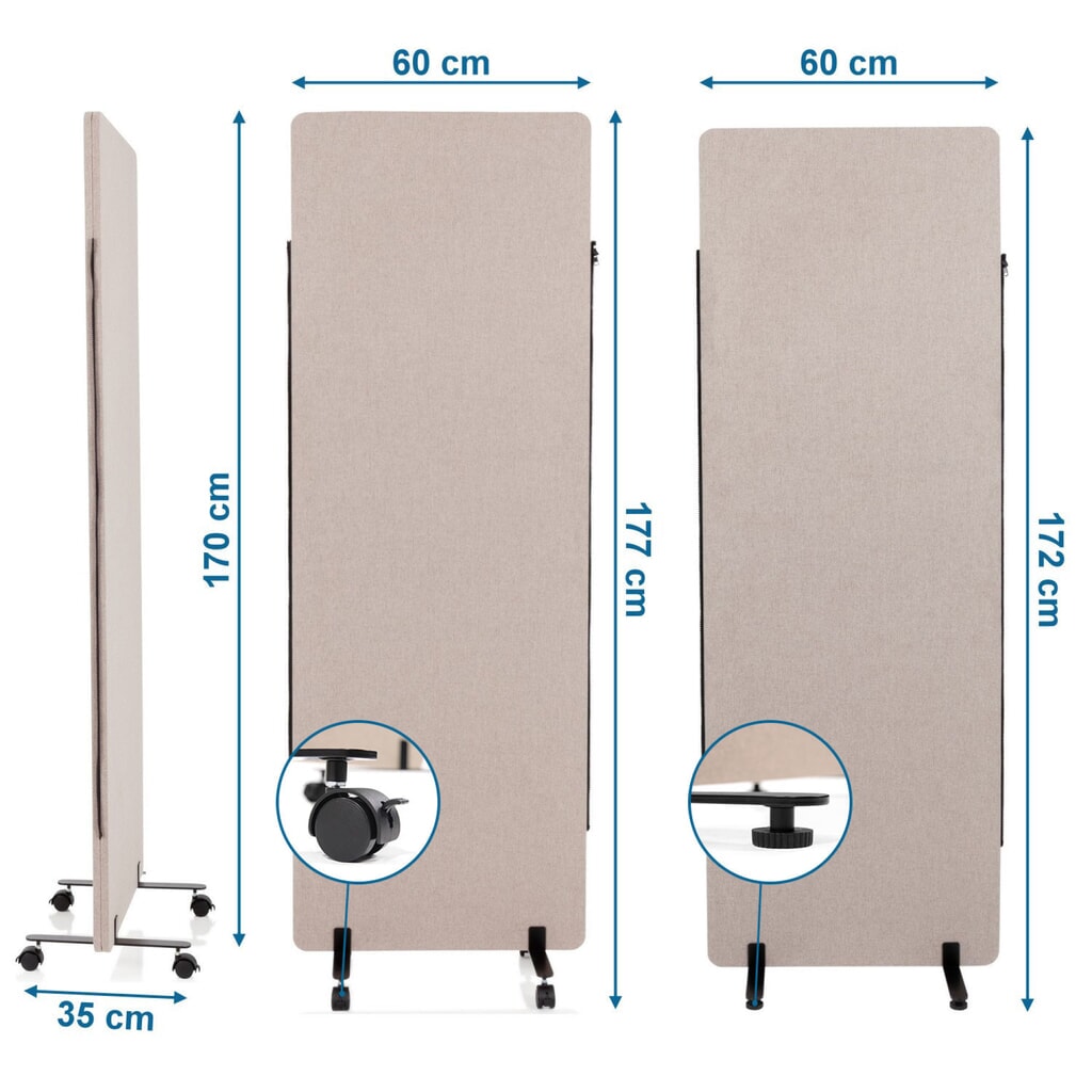 Pièce centrale hjh OFFICE pour système de parois de séparation FLEXMIUT, taupe N° de l'image du produit 5 : Pièce centrale hjh OFFICE pour système de parois de séparation FLEXMIUT, taupe